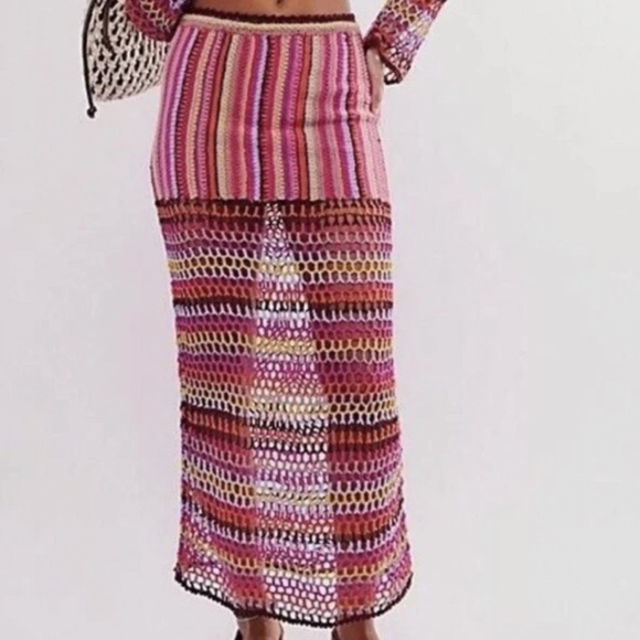 Free People Dresses & Skirts - Free People Sunrise Bali Crochet Maxi Skirt Size XL
